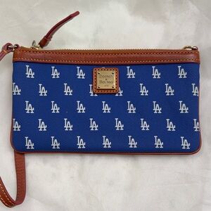 Dooney & Bourke LA Blue and Tan Wristlet